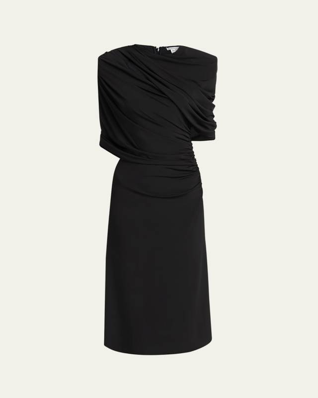 Draped Cape Midi Dress